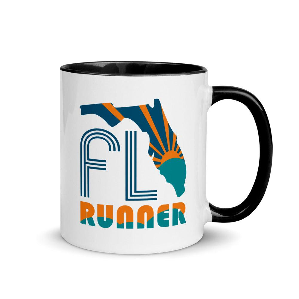 Florida running mug with black handle and inside rim