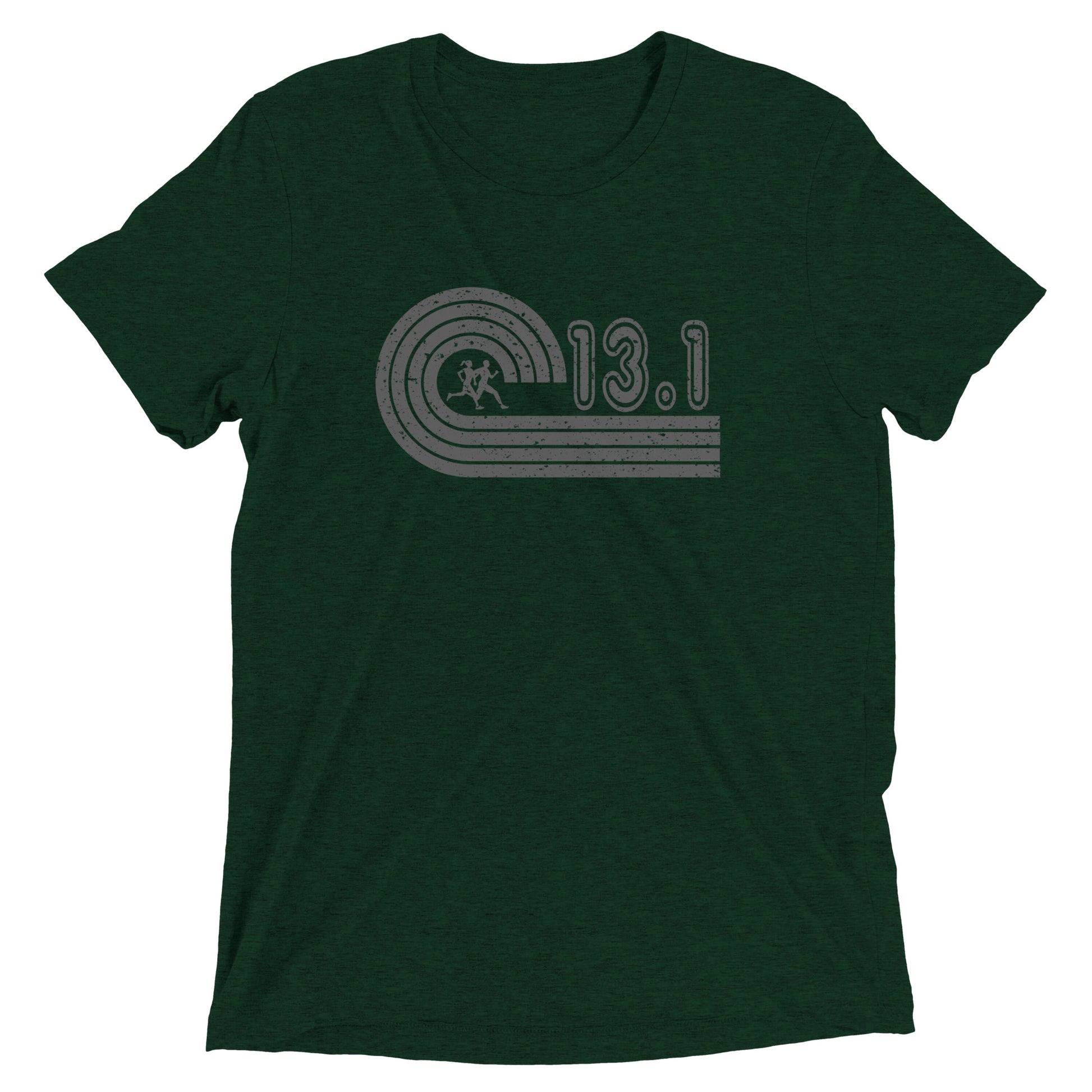 retro 13.1 half marathon t-shirt - emerald green
