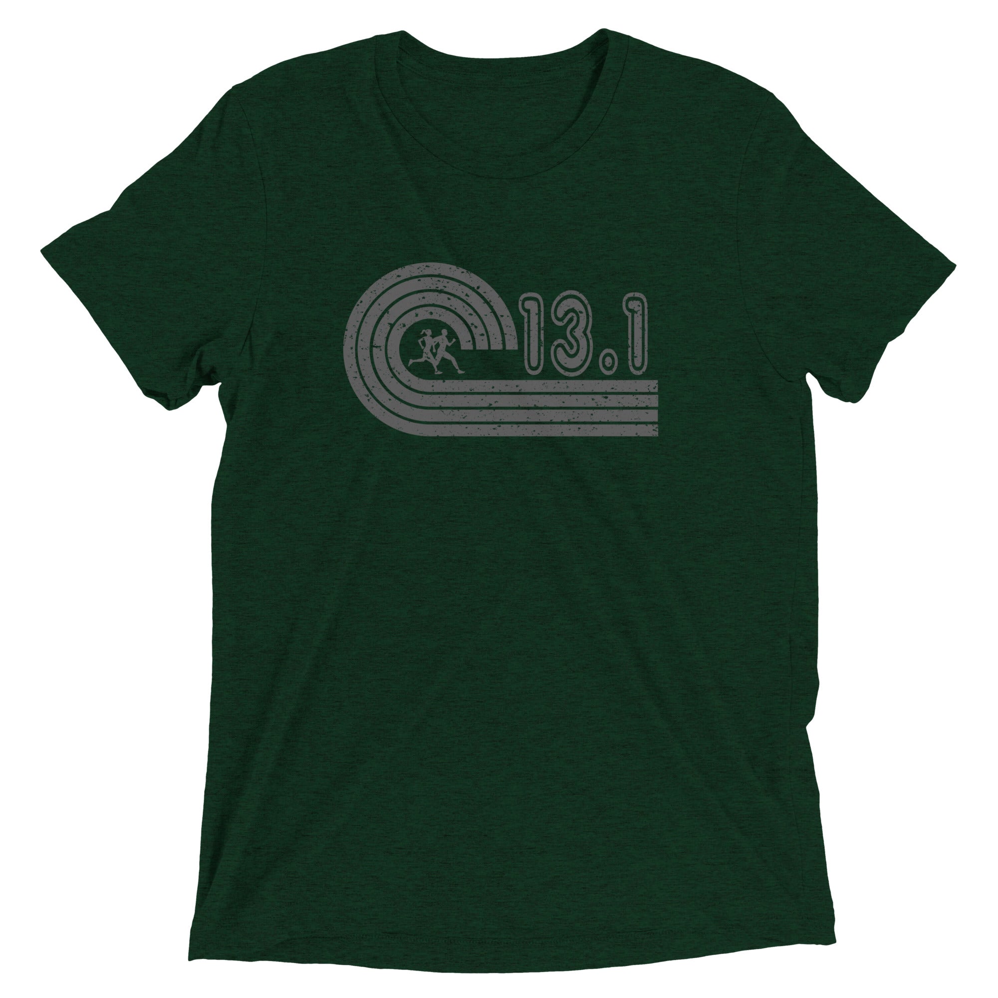 retro 13.1 half marathon t-shirt - emerald green