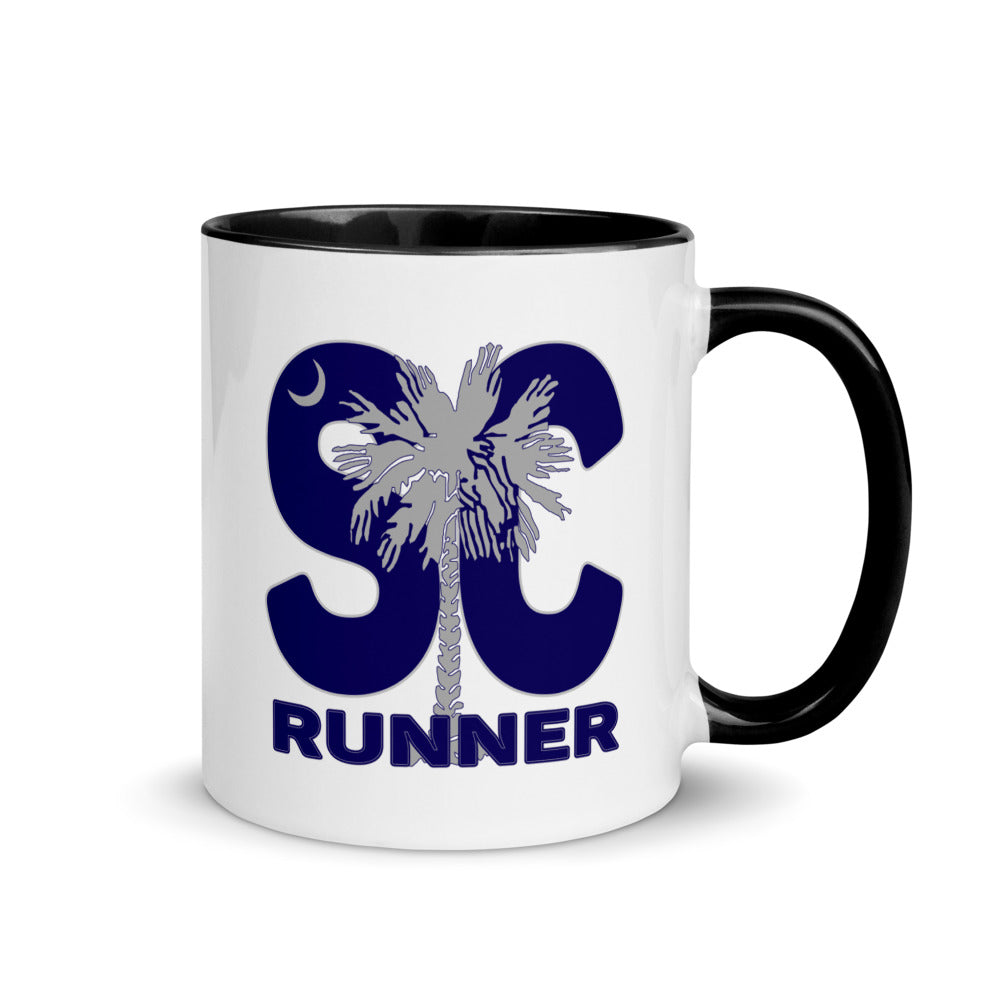 South Carolina running mug with black handle and inside rim