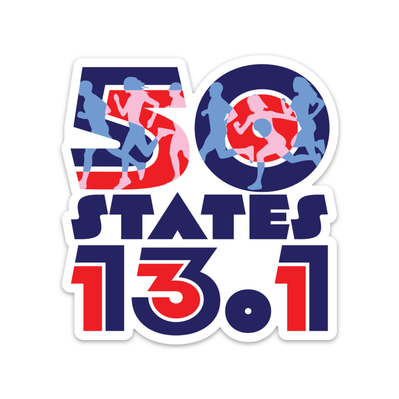 50 States Half Marathon Running Sticker