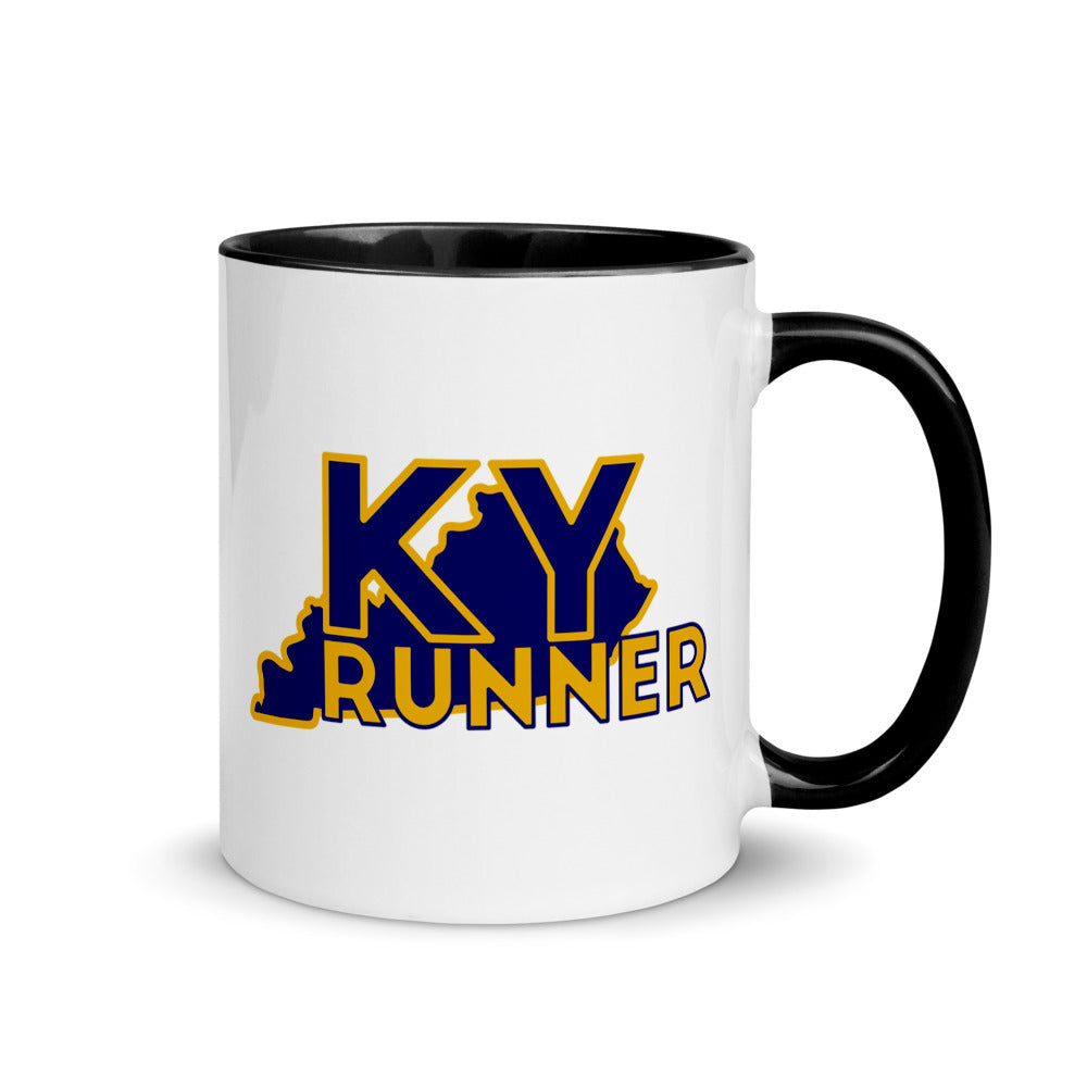 Kentucky running mug with black handle and inside rim