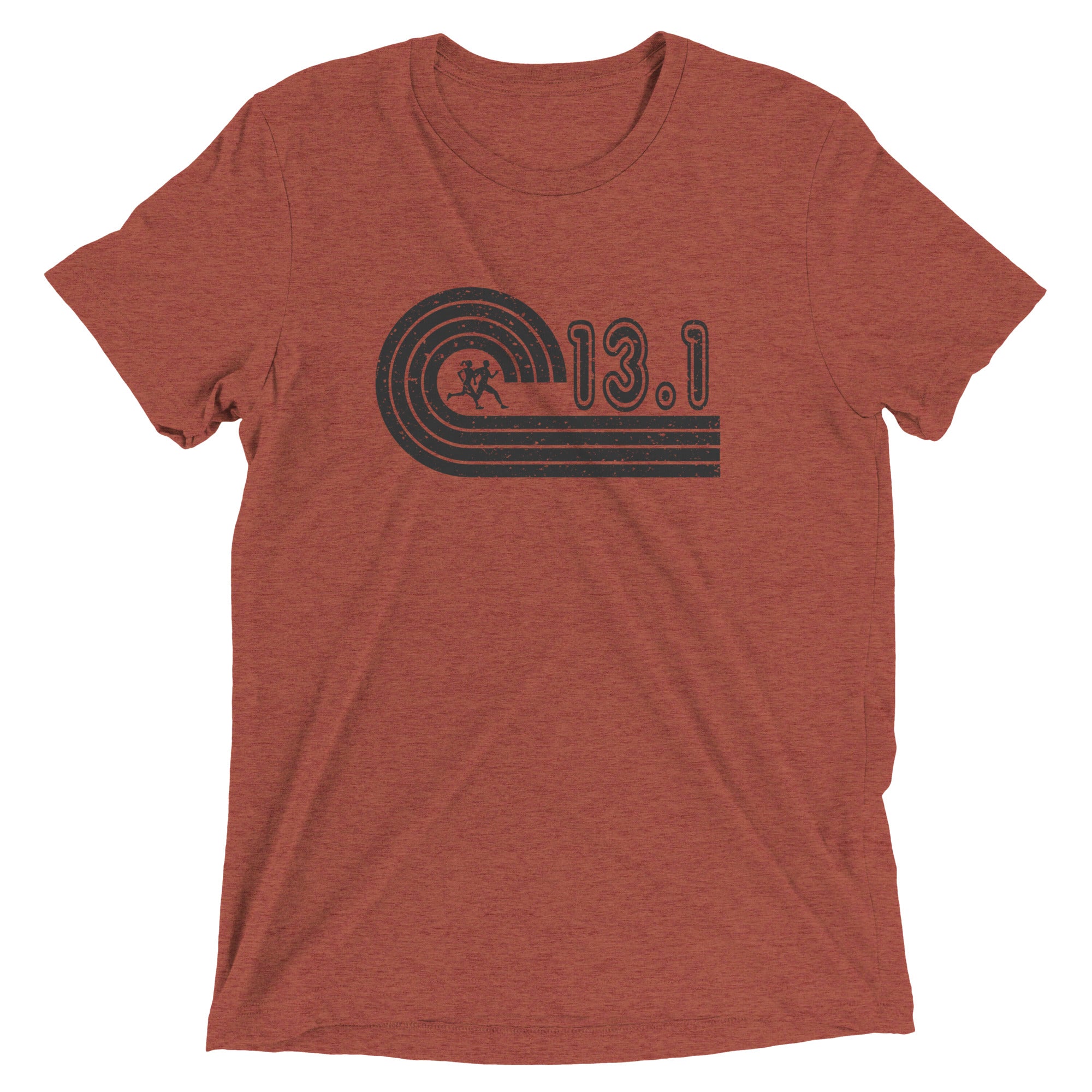 retro 13.1 half marathon t-shirt - clay