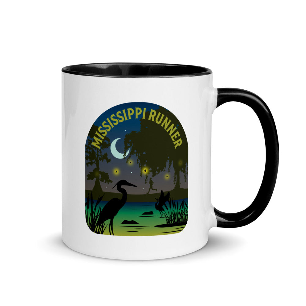 Mississippi running mug with black handle and inside rim