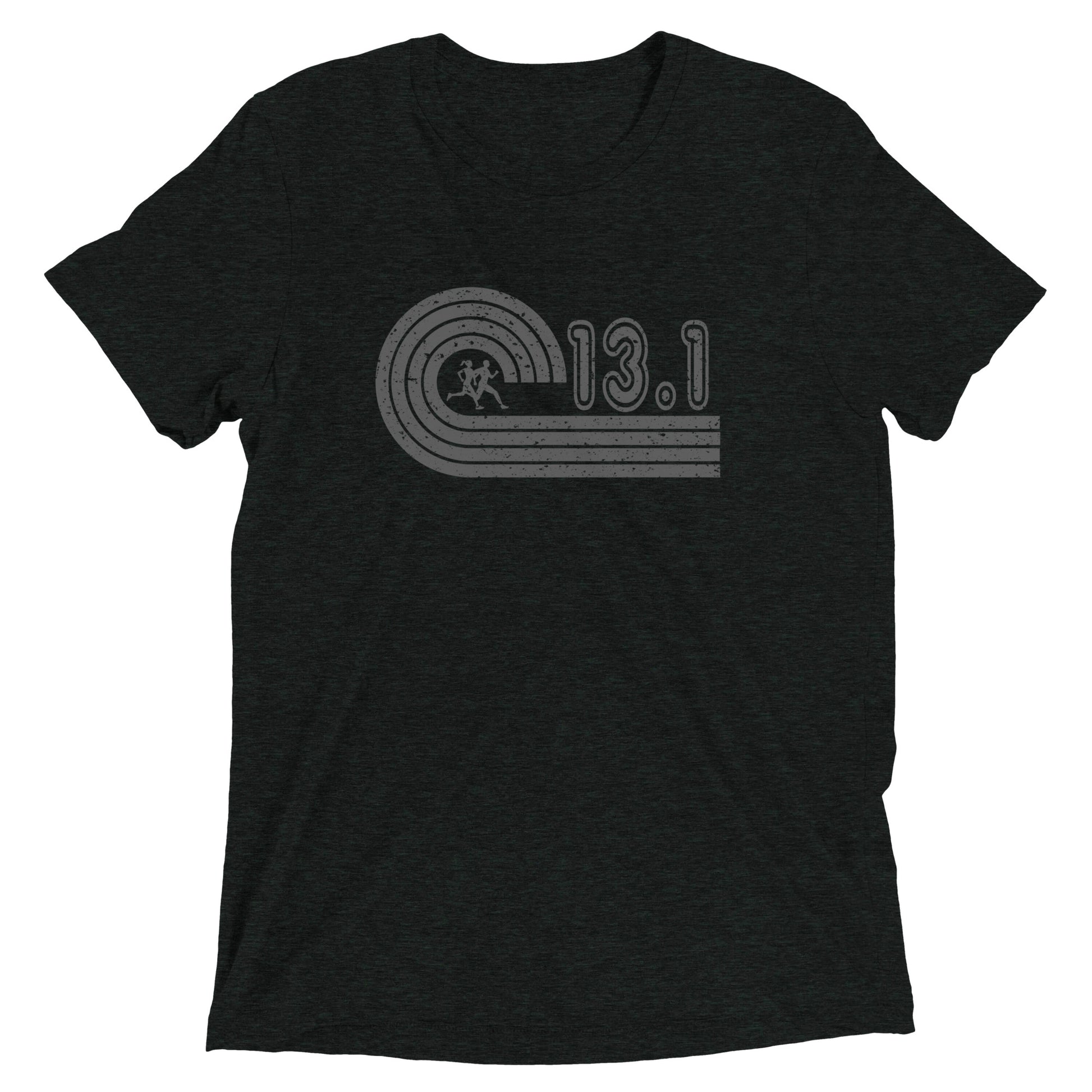 retro 13.1 half marathon t-shirt - charcoal black