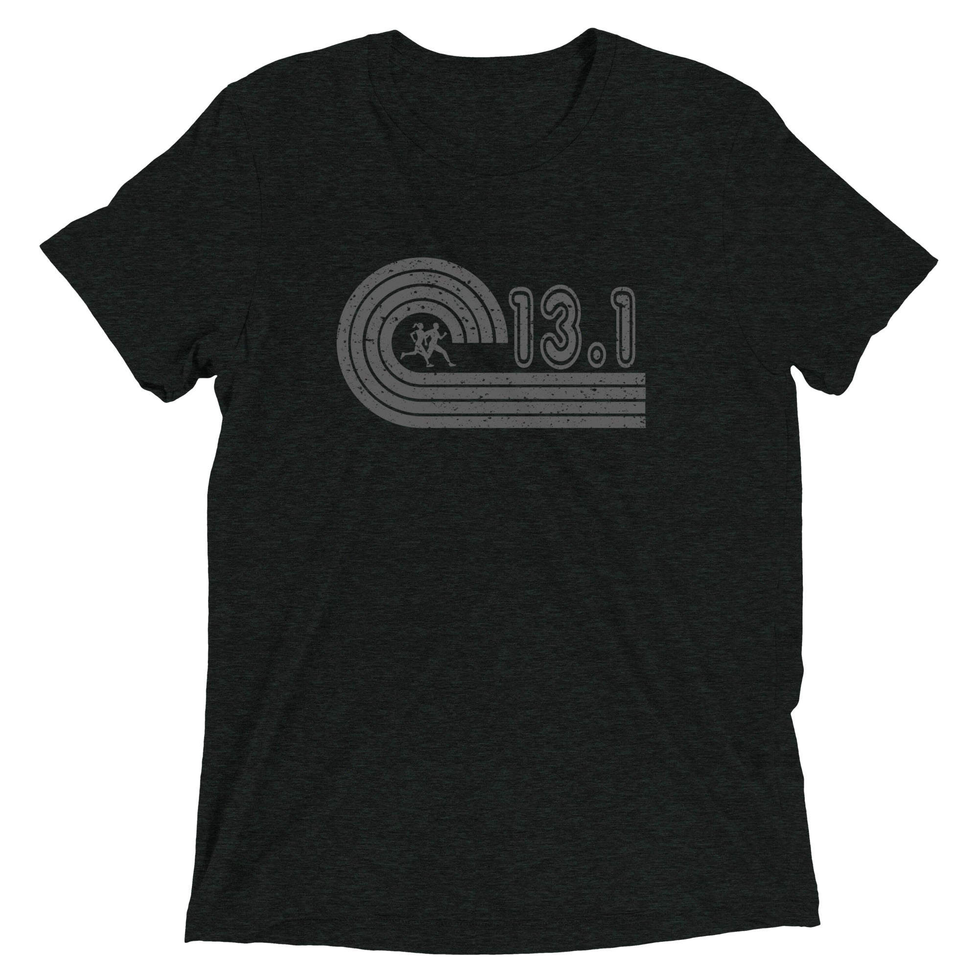 retro 13.1 half marathon t-shirt - charcoal black
