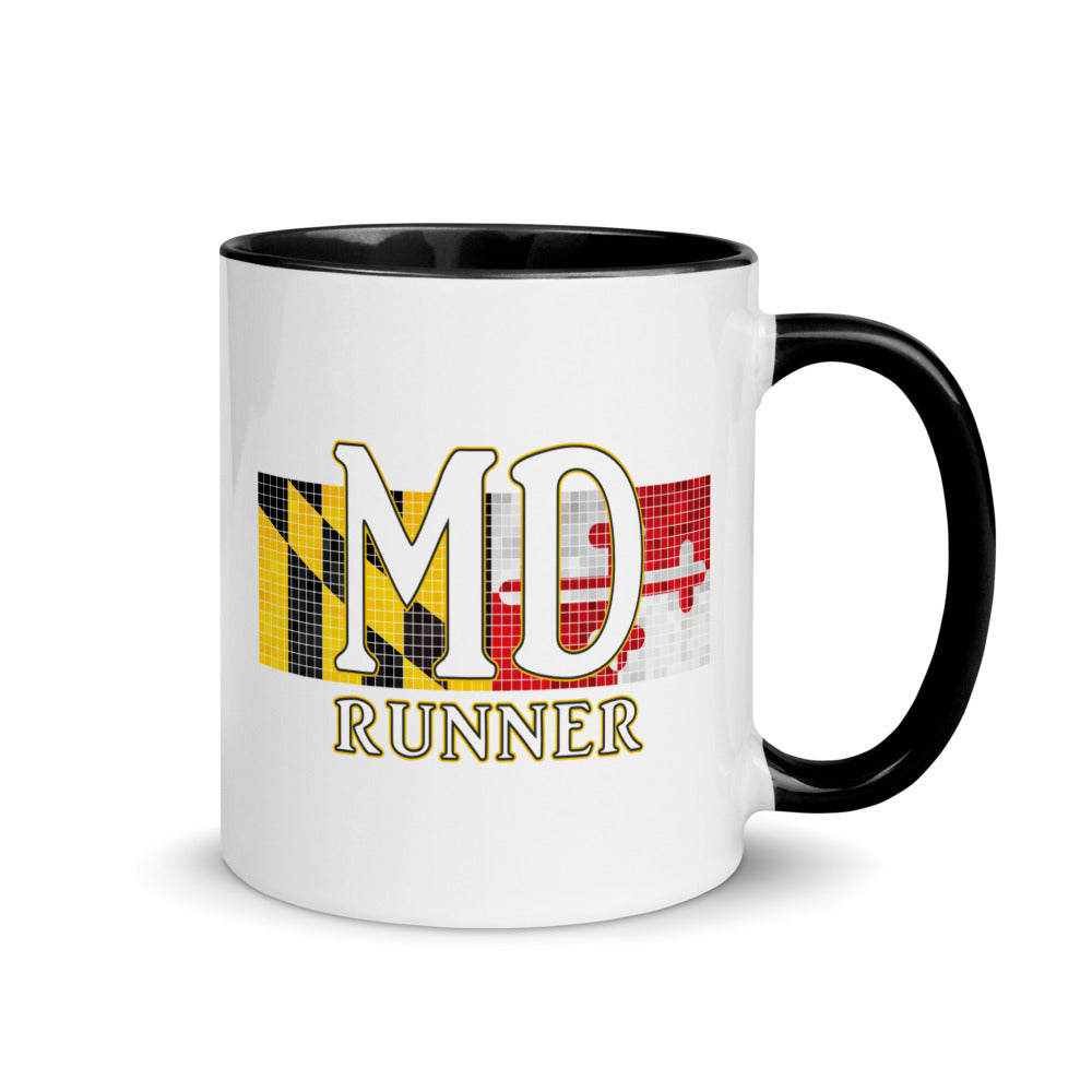 Maryland running mug with black handle and inside rim