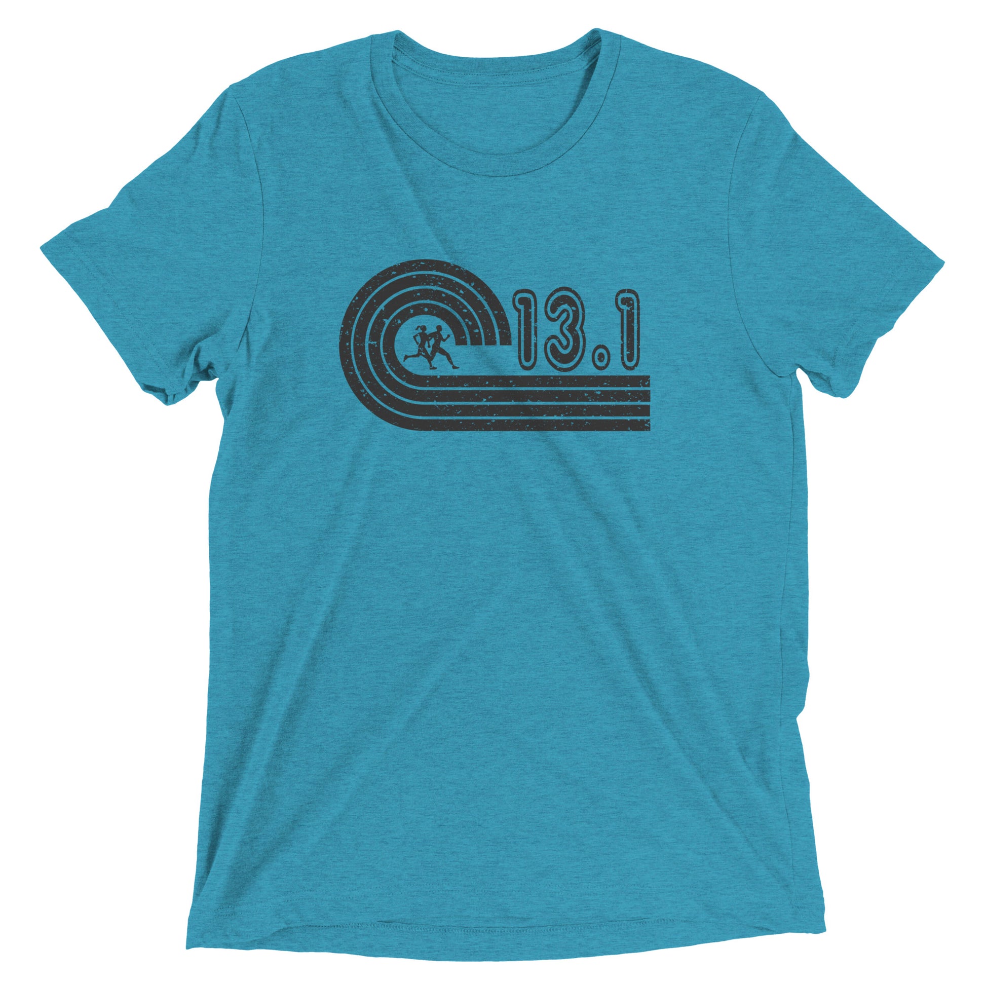 retro 13.1 half marathon t-shirt - aqua
