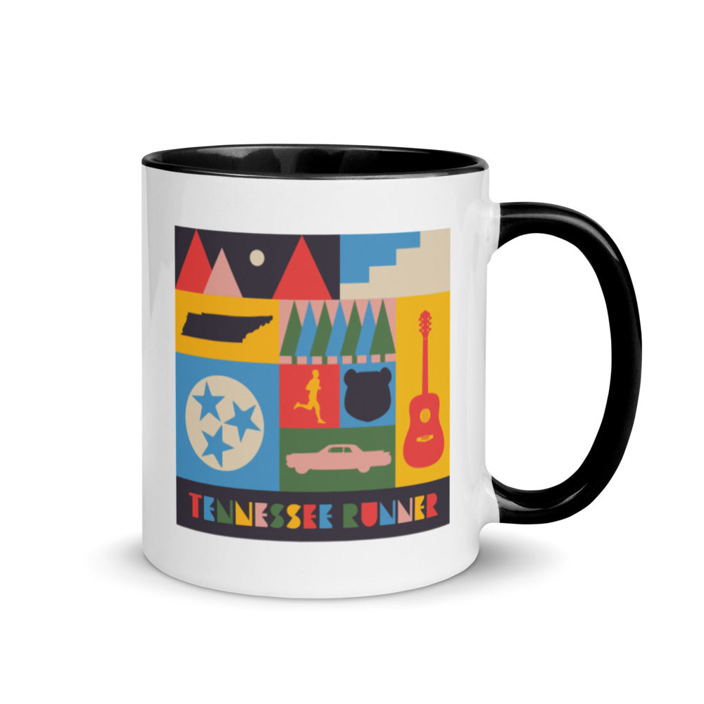 Tennessee running mug with black handle and inside rim
