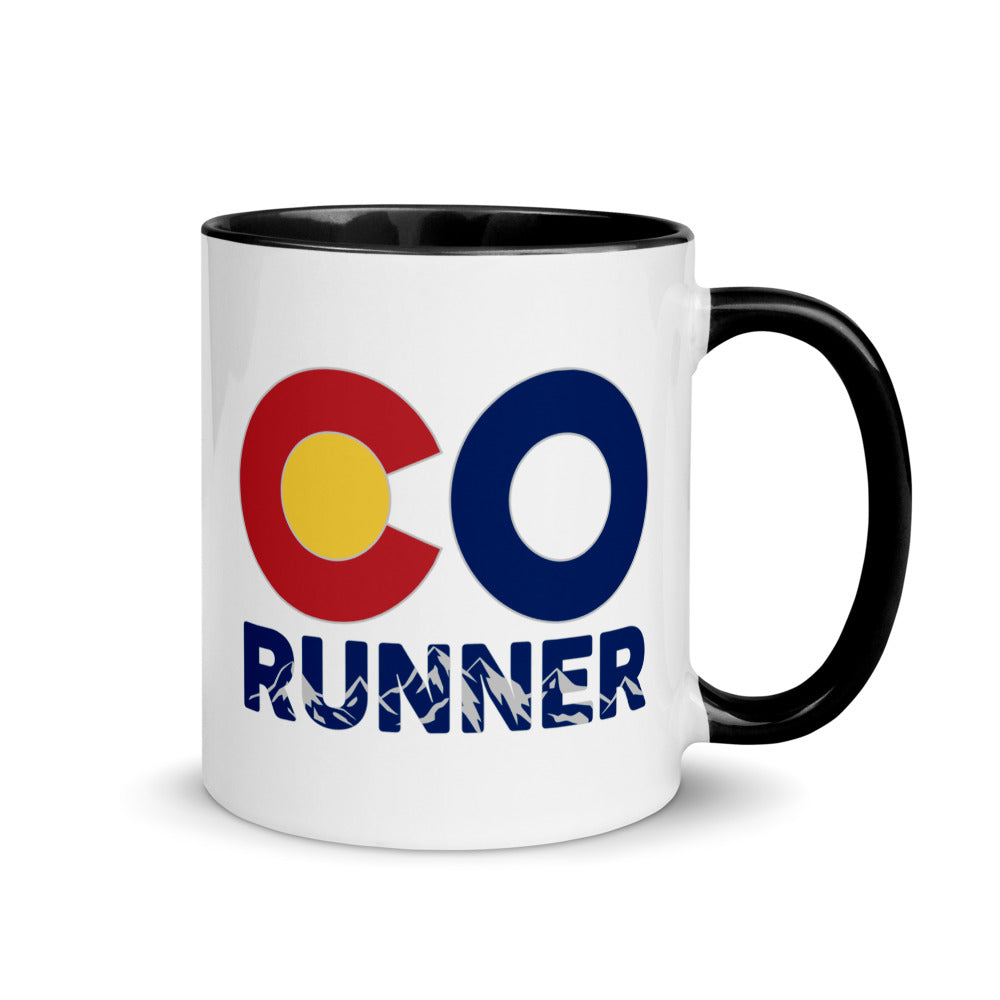 Colorado running mug with black handle and inside rim