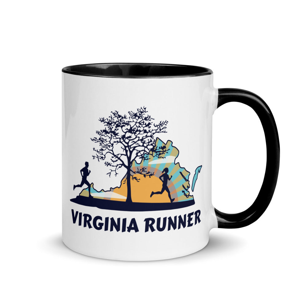 Virginia running mug with black handle and inside rim