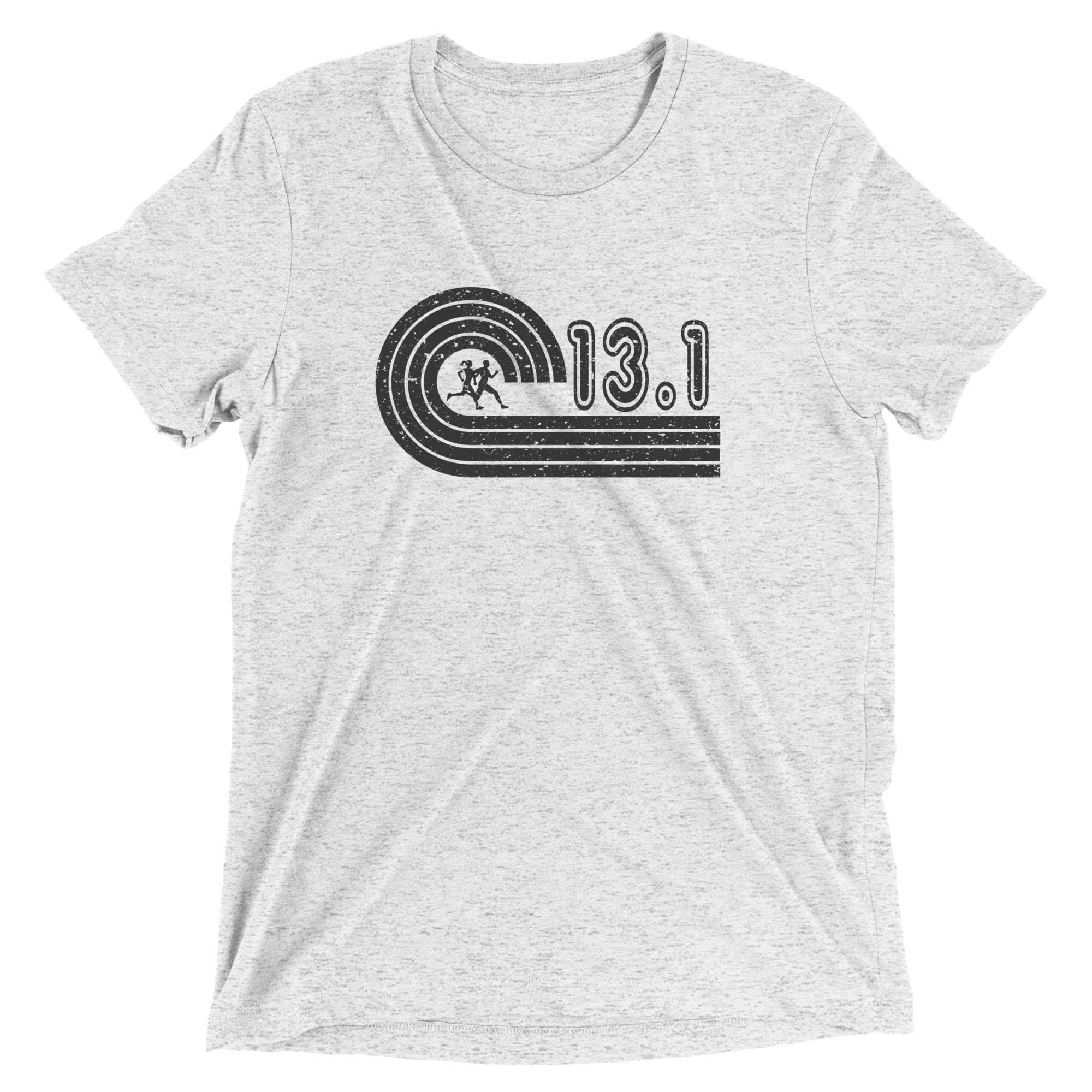 retro 13.1 half marathon t-shirt - white fleck