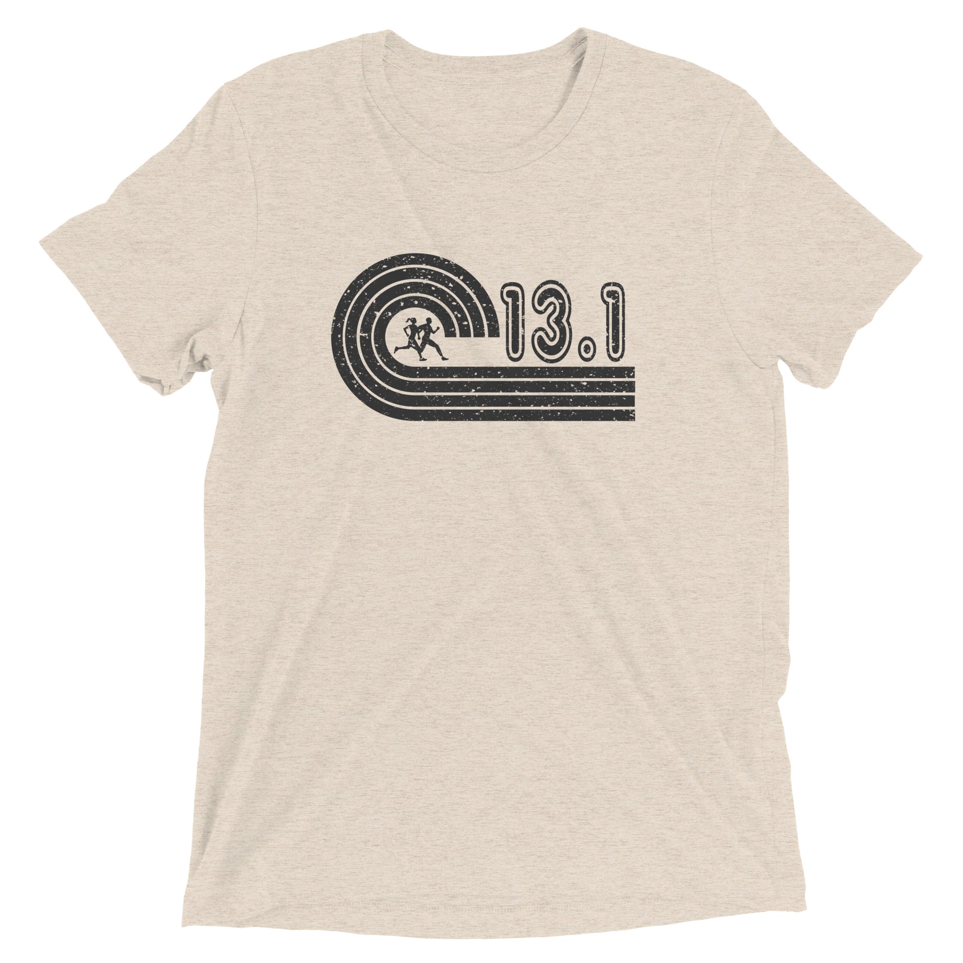 retro 13.1 half marathon t-shirt - oatmeal