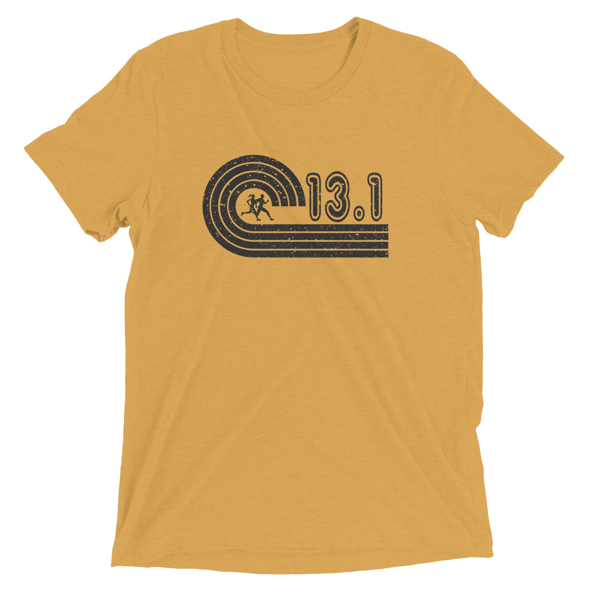 retro 13.1 half marathon t-shirt - mustard