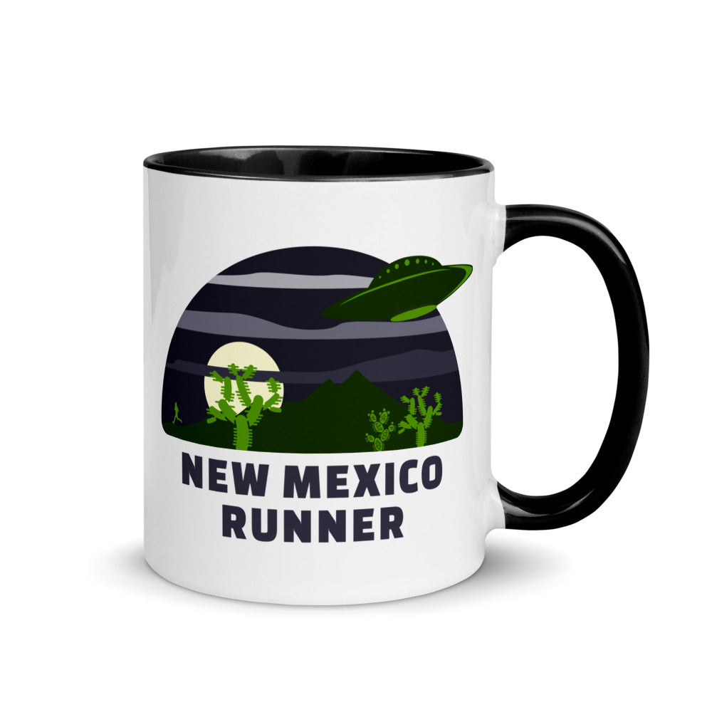 New Mexico running mug with black handle and inside rim