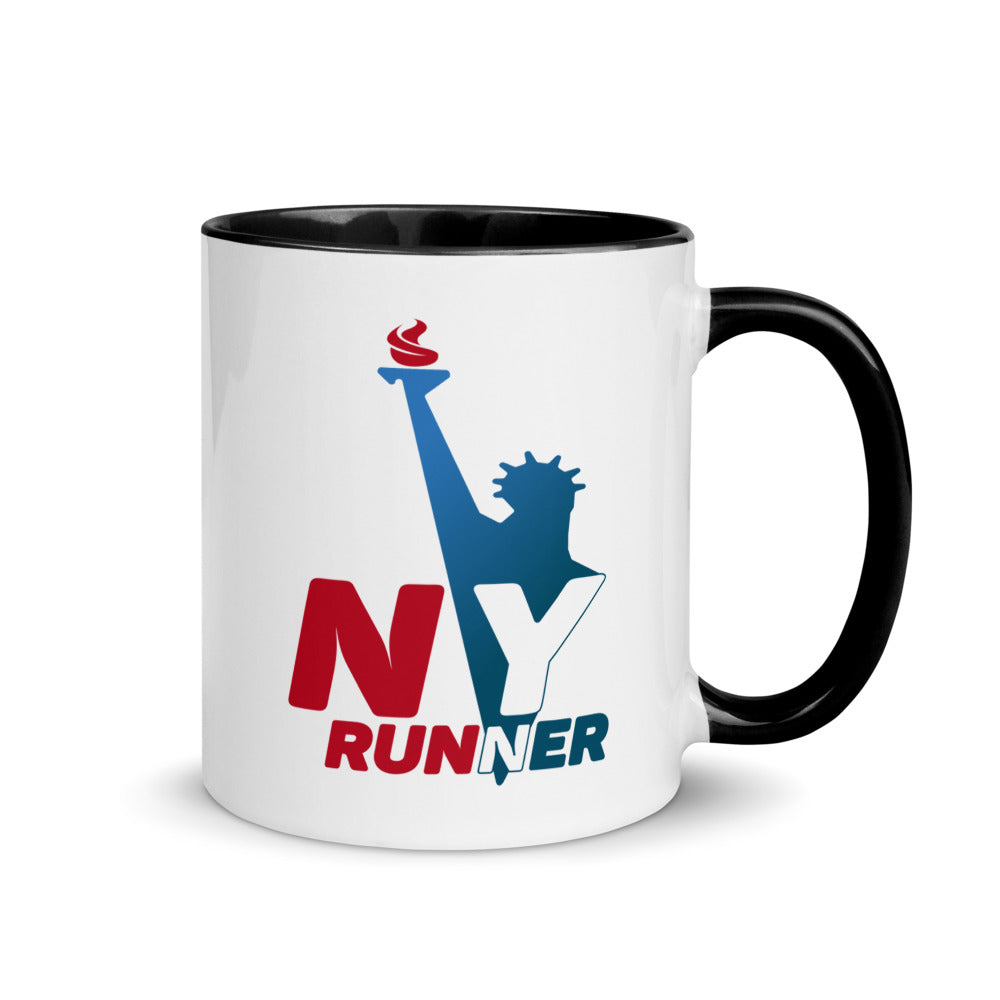 New York running mug with black handle and inside rim