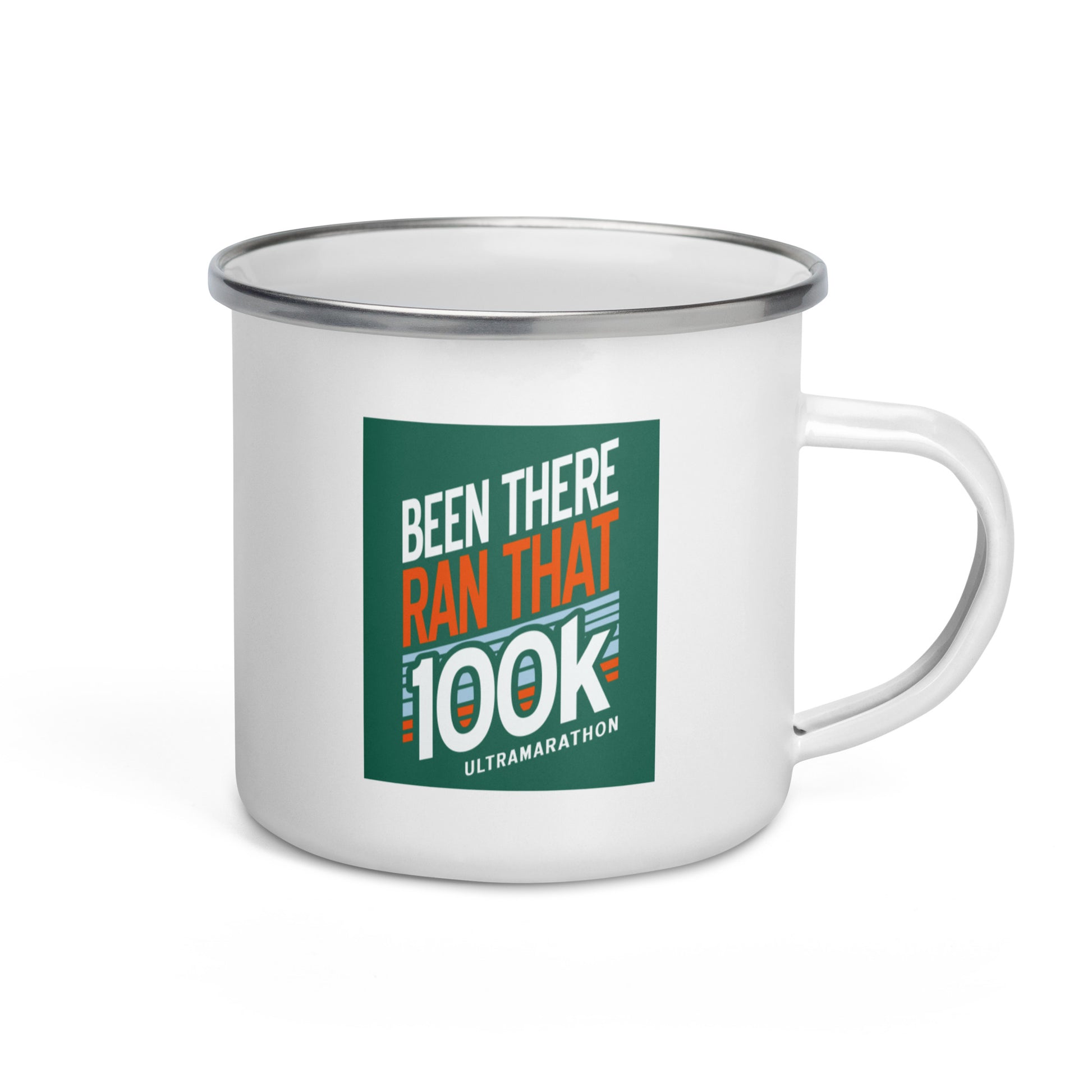 been there ran that 100k enamel mug with dark green design