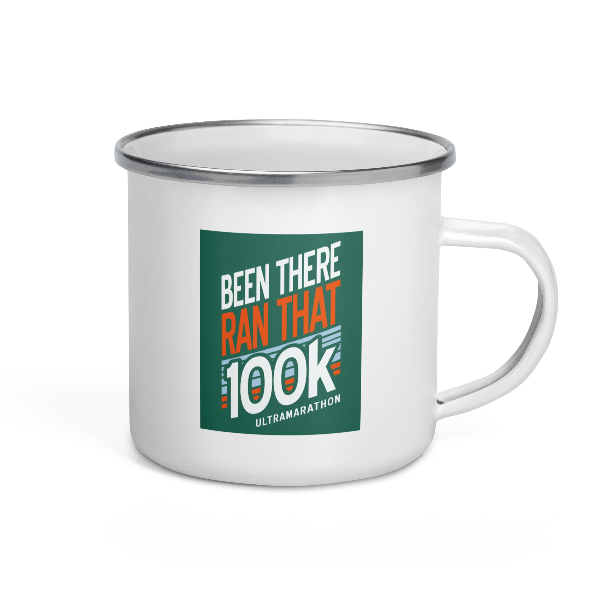 been there ran that 100k enamel mug with dark green design