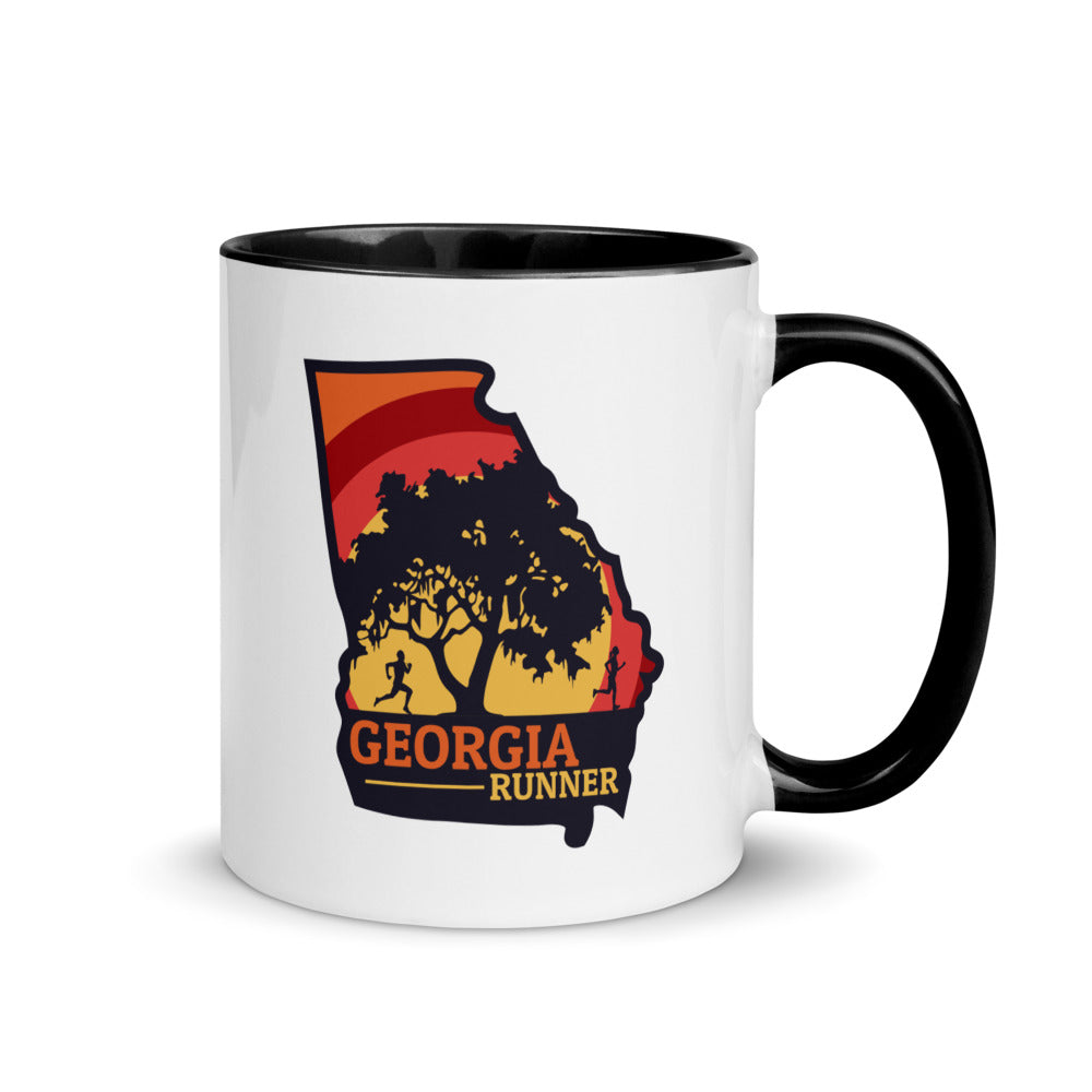 Georgia running mug with black handle and inside rim