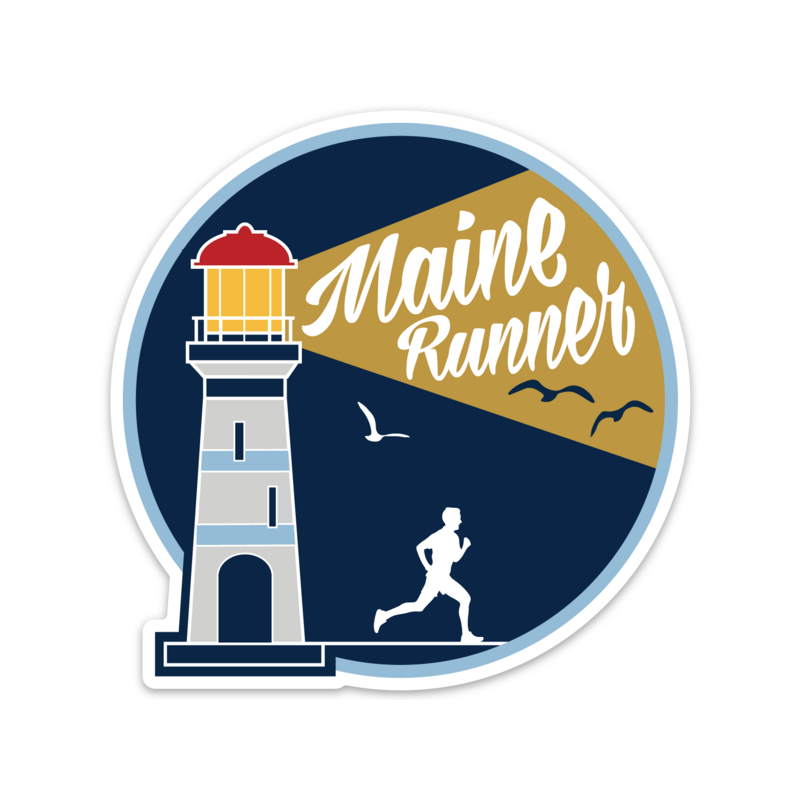 Maine Lighthouse Running Sticker