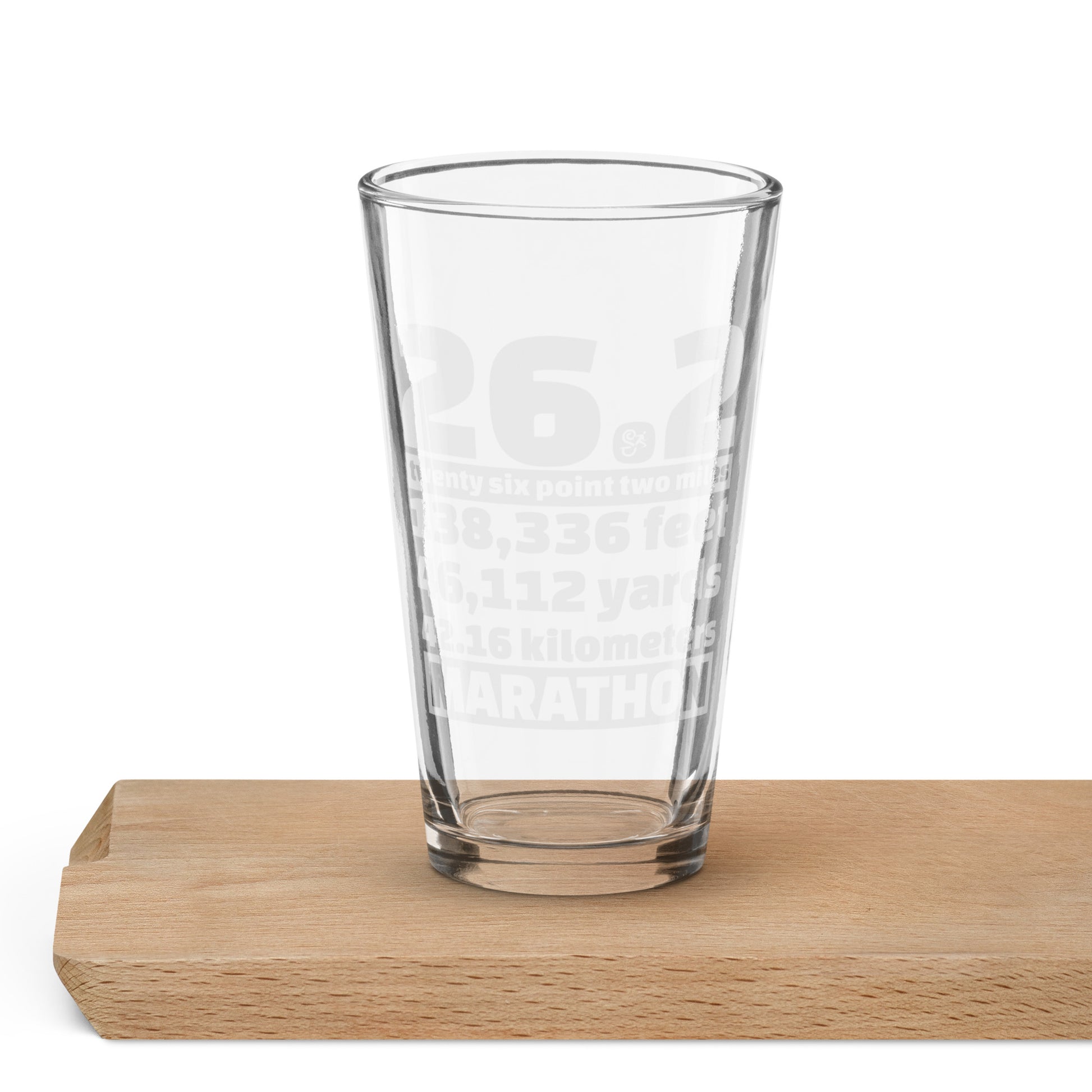 26.2 Marathon Measures pint glass - product mockup