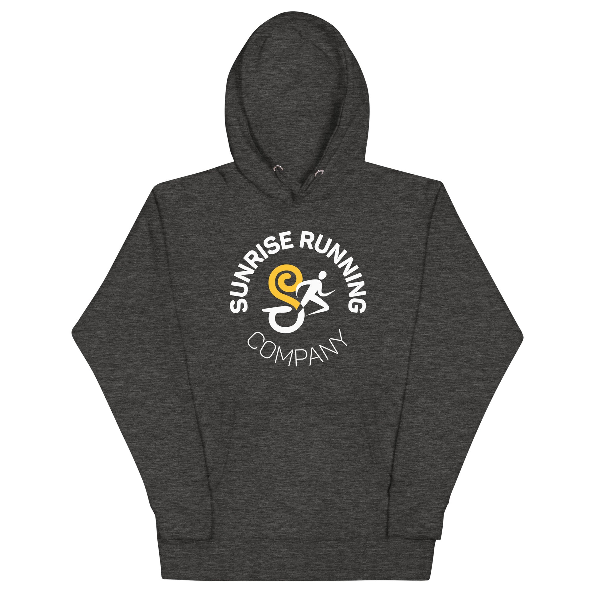 Sunrise Running Company hoodie - charcoal heather mockup