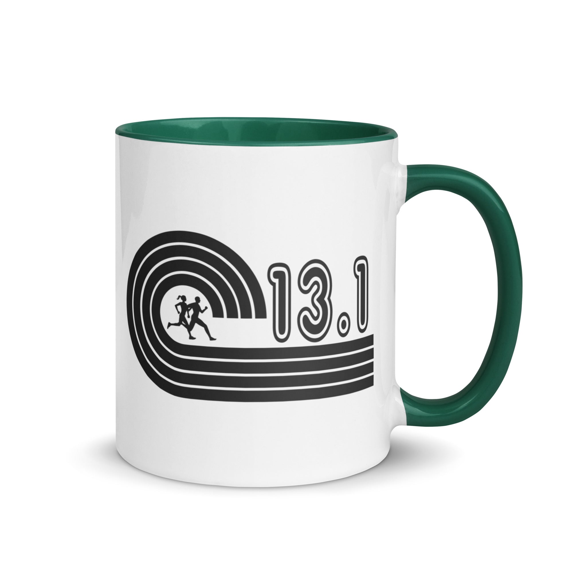 13.1 Half Marathon Mug - dark green handle and inside