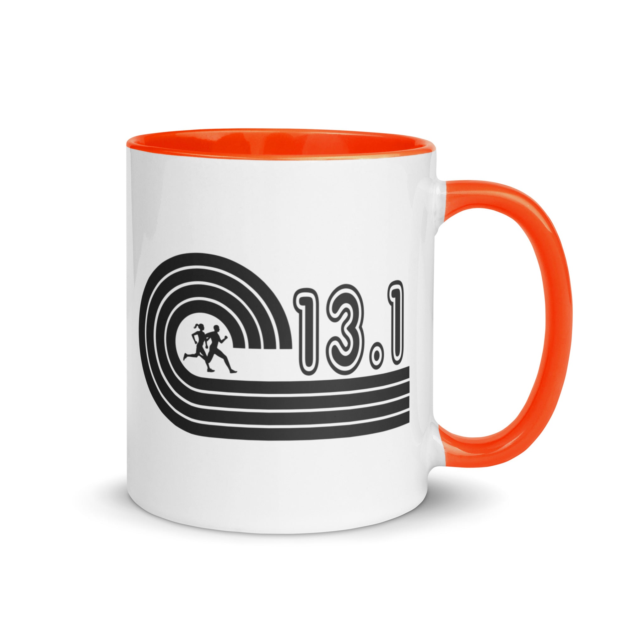 13.1 Half Marathon Mug - orange handle and inside